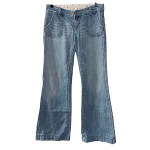 Reminisce by Miss Me Jeans Womens 28 Light Blue Denim Wide Leg Y2K Distressed